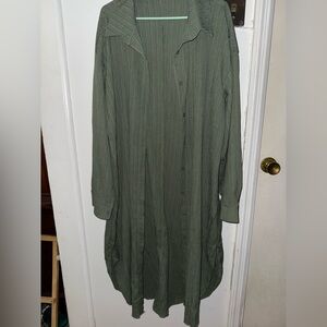 SHEIN Olive Textured Shirt Dress